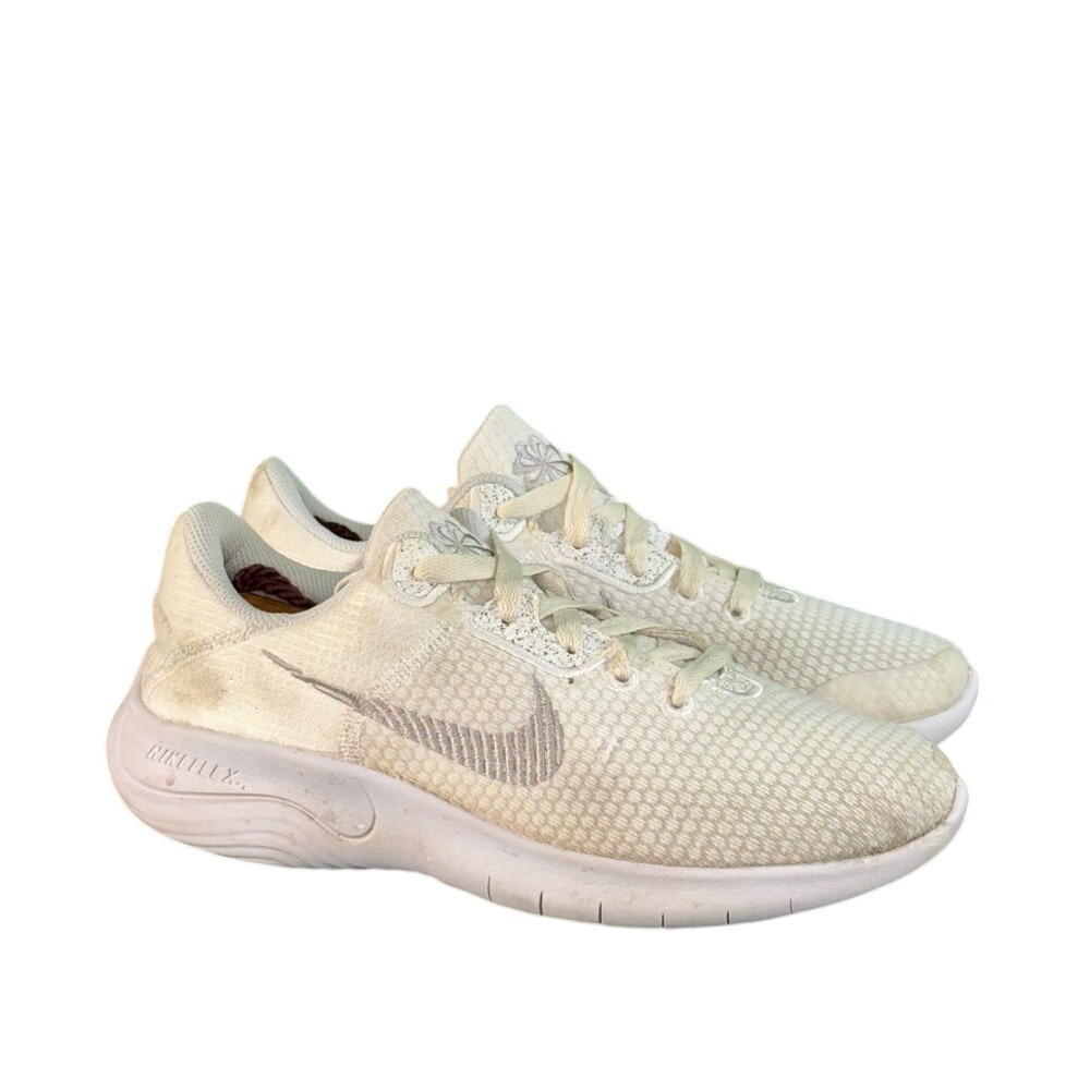 Nike Flex Experience Run 11 White Metallic Silver DD9283-100 Womens Size 8